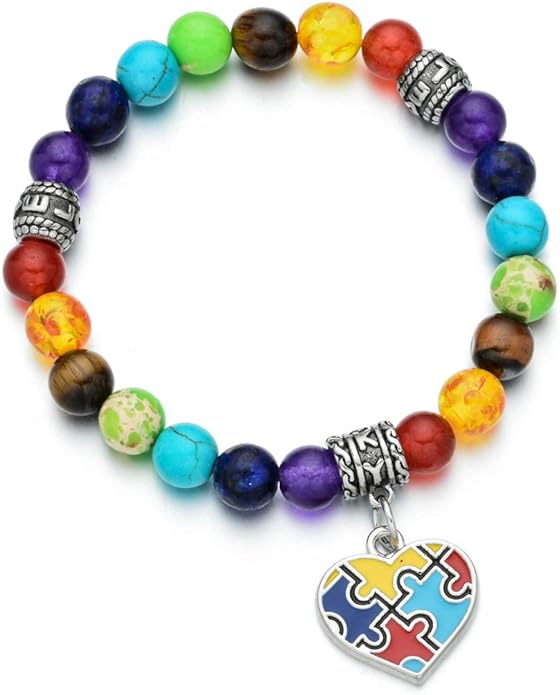 Autism Autistic Bracelet 7 Chakra Beads Elastic Jewelry Bracelet